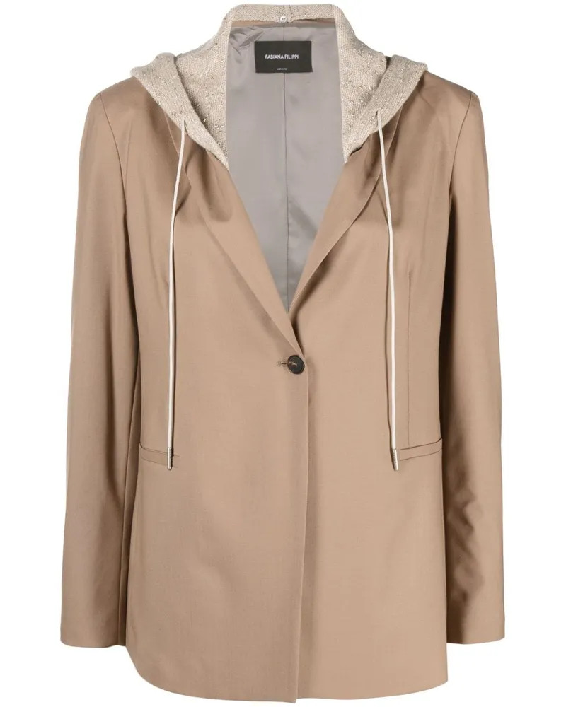 Fabiana Filippi Einreihiger Blazer mit Kapuze - Braun Braun