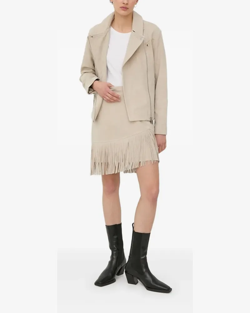 BRUUNS BAZAAR Wildlederjacke mit asymmetrischem Reißverschluss - Nude Nude