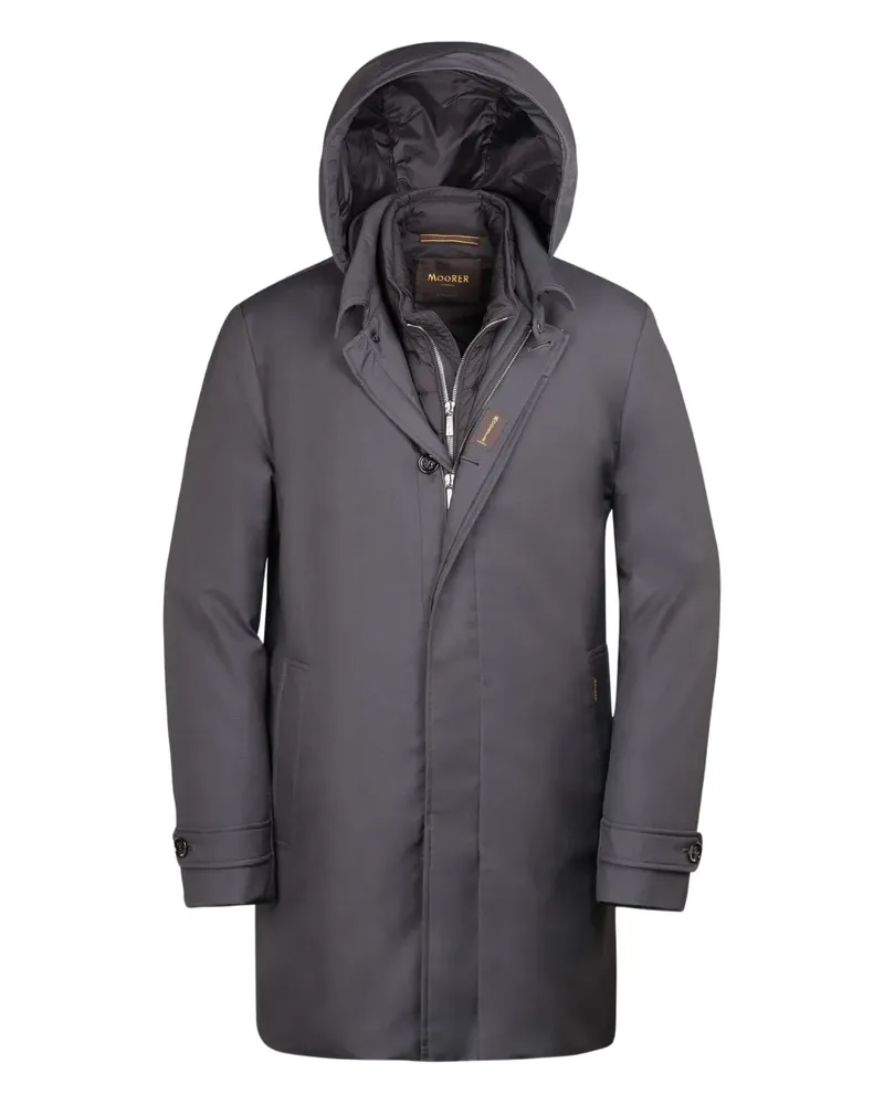 MOORER layered hooded coat - Grau Grau