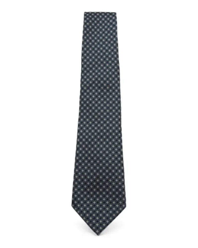 Canali Geometrisch gemusterte Seidenkrawatte - Grau Grau