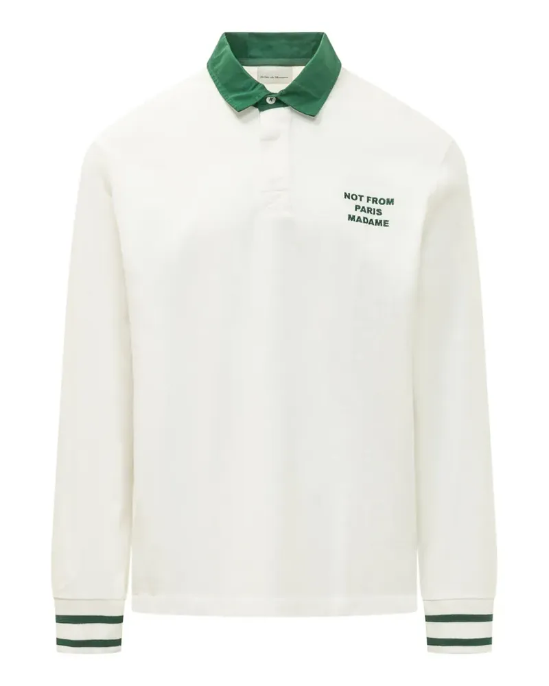 Drôle de Monsieur slogan-print long-sleeved polo shirt - Weiß Weiß