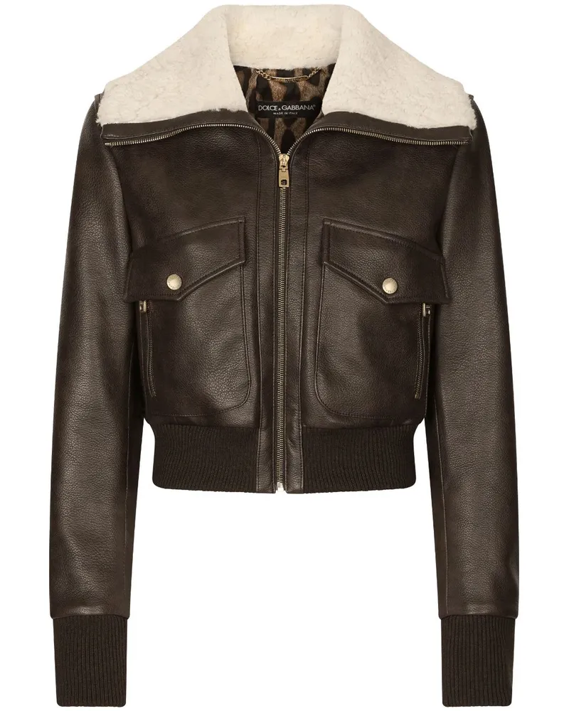 Dolce & Gabbana Bomberjacke mit Shearling-Kragen - Braun Braun