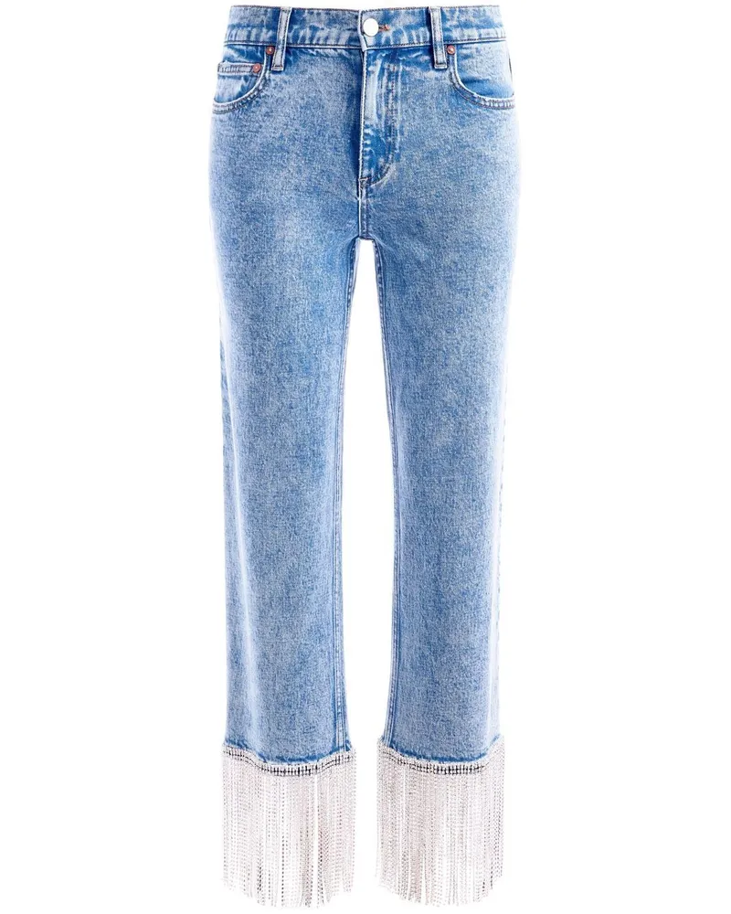 Alice + Olivia Cropped-Jeans mit Kristallen Blau