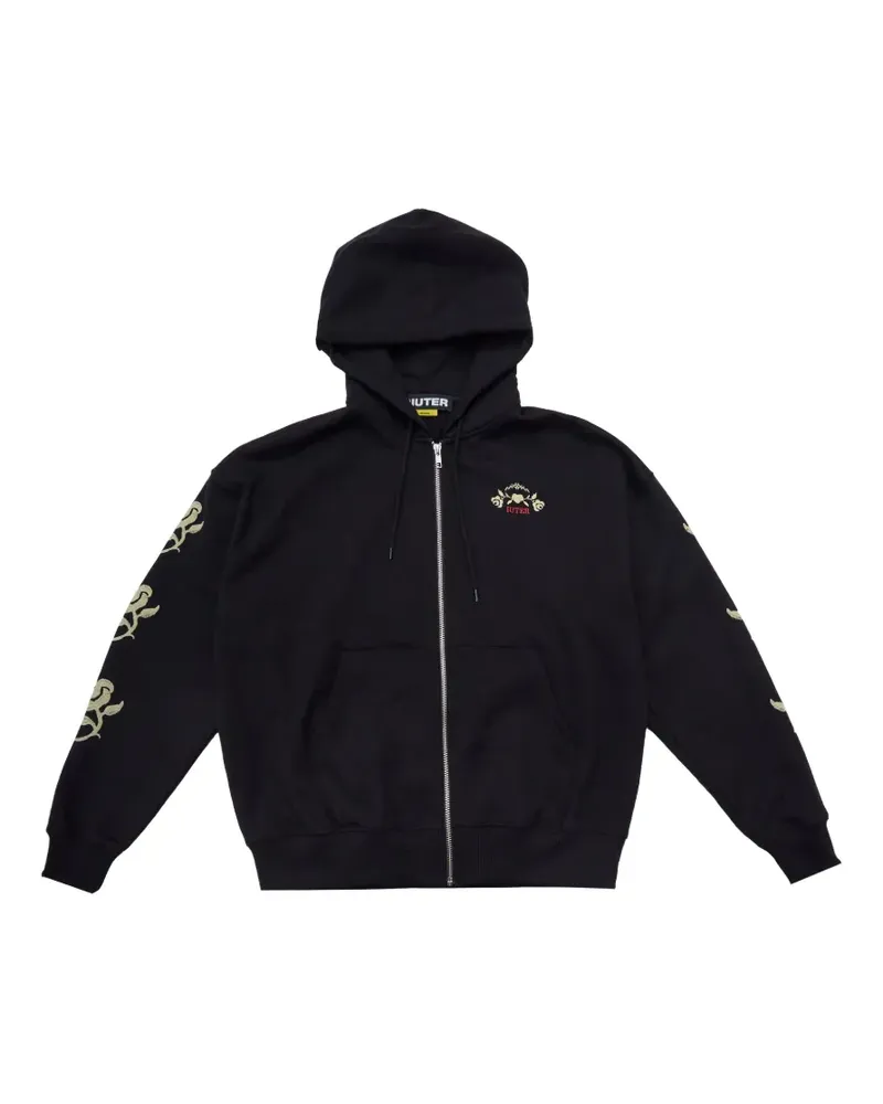 Iuter floral-embroidered zip-up hoodie - Schwarz Schwarz