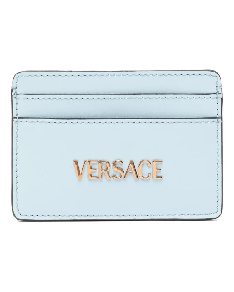 Versace logo-lettering leather cardholder - Blau Blau