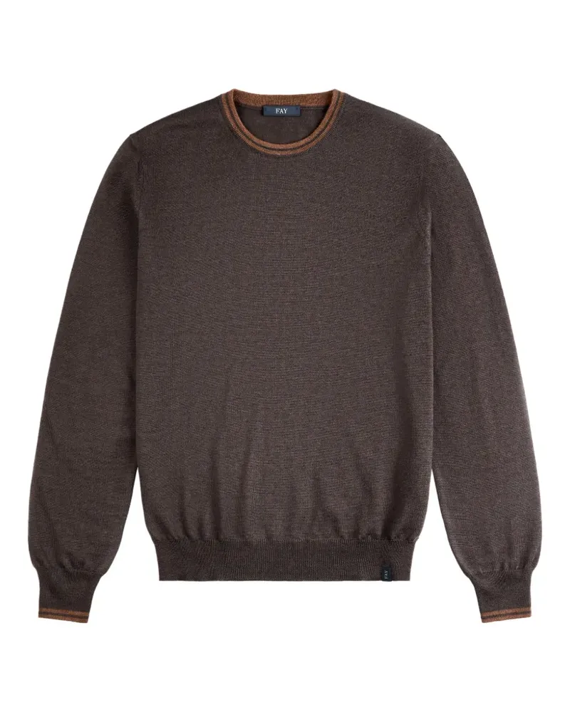 Fay elbow-patch crew-neck sweater - Braun Braun