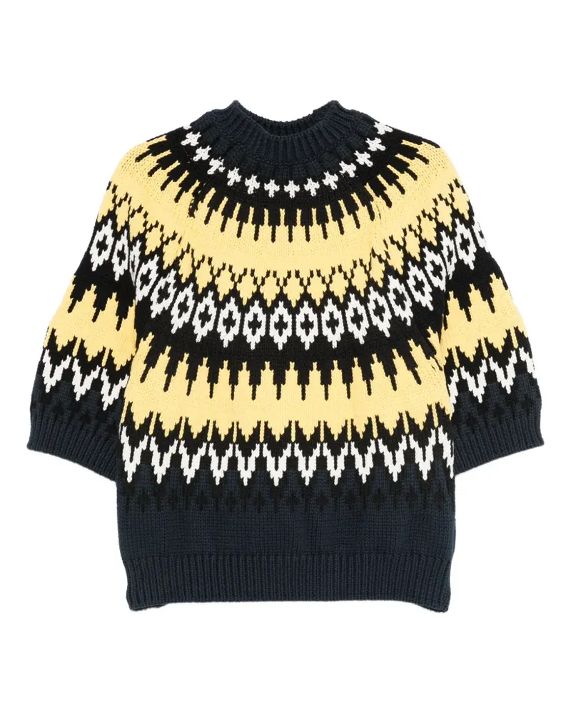 N° 21 Gemusterter Pullover mit rundem Ausschnitt - Blau Blau