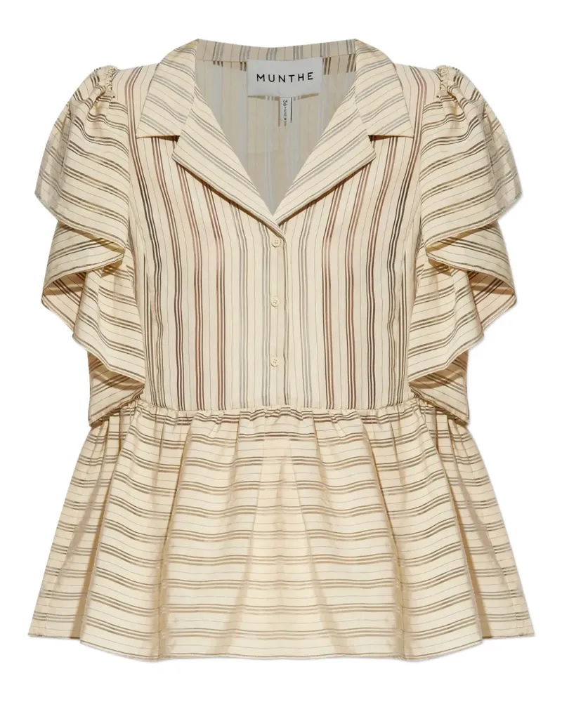 MUNTHE Gestreifte Ludive Bluse mit Rüschen - Nude Nude