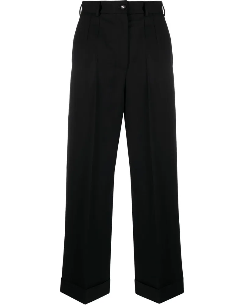 Dolce & Gabbana High-Waist-Hose mit weitem Bein - Schwarz Schwarz