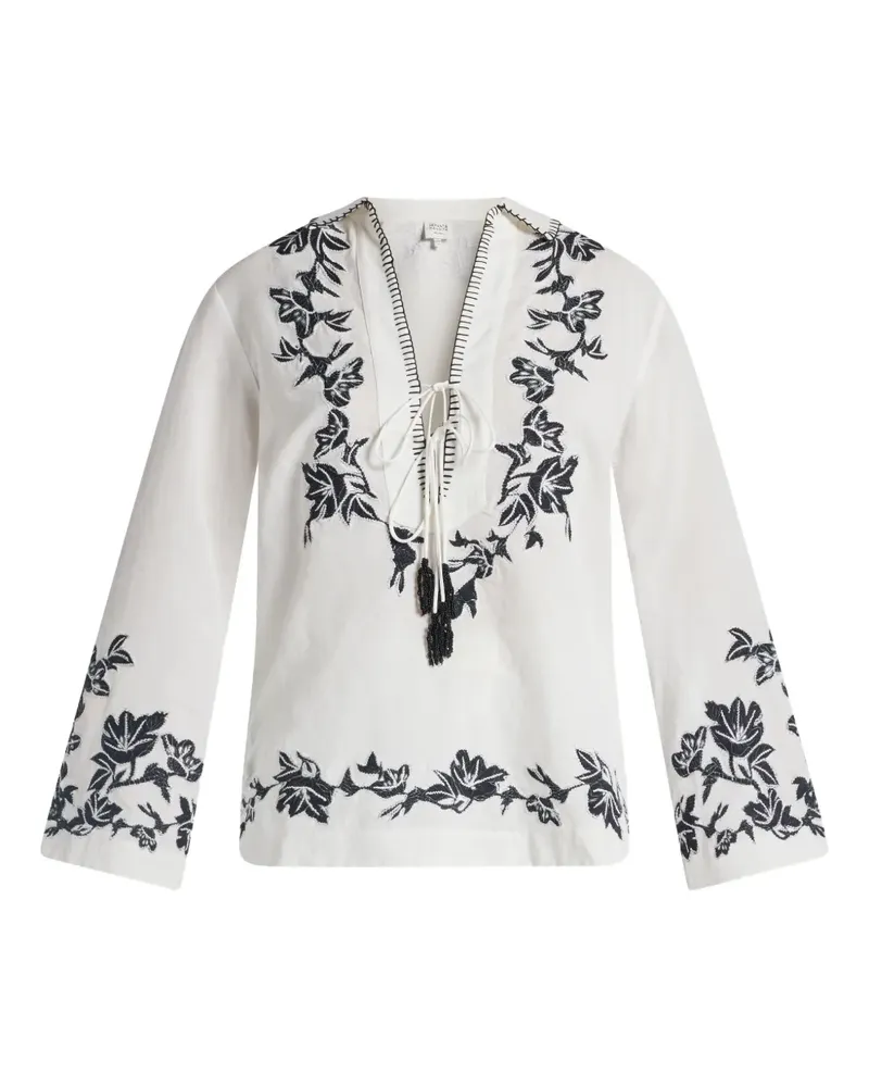 Hemant & Nandita Aahi Bluse mit Blumenquasten - Weiß Weiß