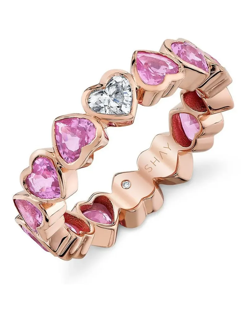 SHAY 18kt Rotgoldring mit Diamant und rosa Saphir Rosa