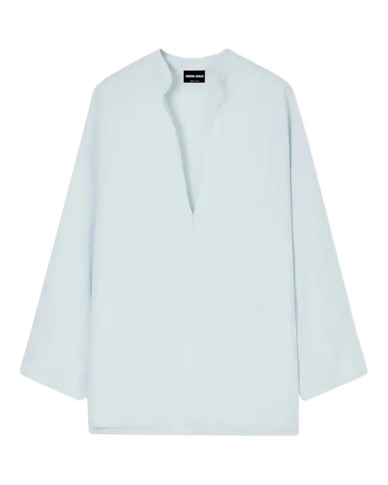 Giorgio Armani Bluse mit tiefem V-Ausschnitt - Blau Blau