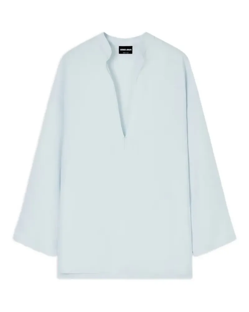 Giorgio Armani Bluse mit tiefem V-Ausschnitt - Blau Blau