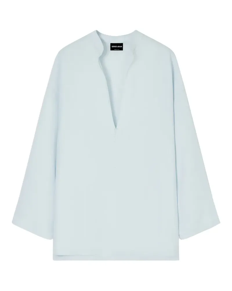 Giorgio Armani Bluse mit tiefem V-Ausschnitt - Blau Blau