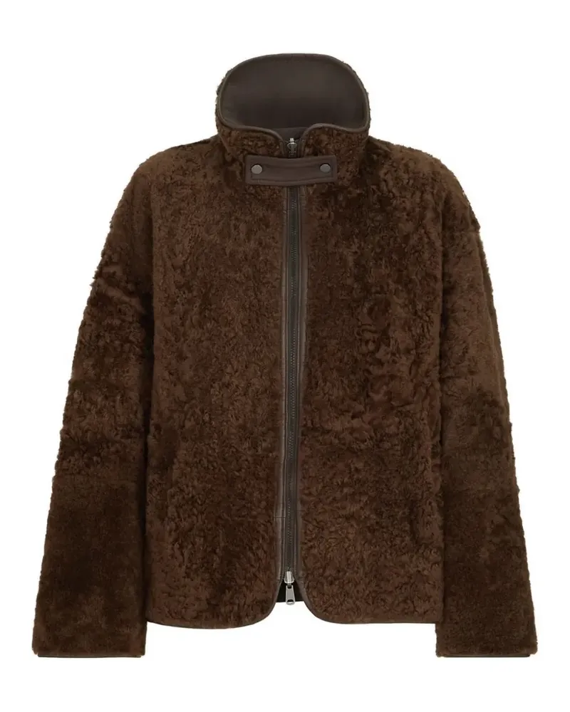 Brunello Cucinelli Wendbare Jacke aus Shearling mit Monili - Braun Braun