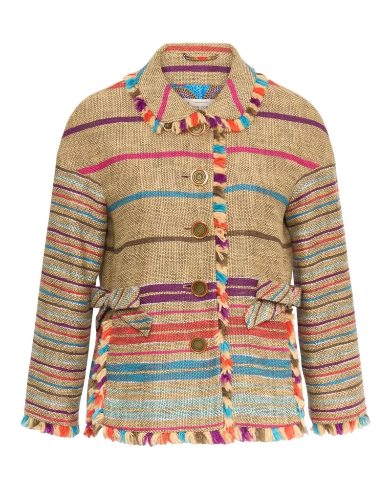 Maison Common striped fringed jacket - Nude Nude