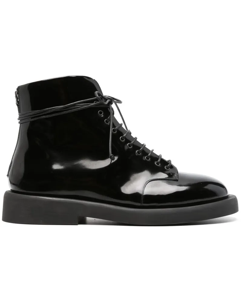 Marsèll Schnürstiefel mit Lackoptik - Schwarz Schwarz