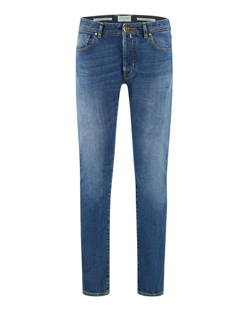 Jacob Cohën logo-embroidered faded-effect jeans - Blau Blau