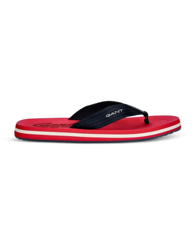 Gant logo-print striped flip-flops - Rot Rot