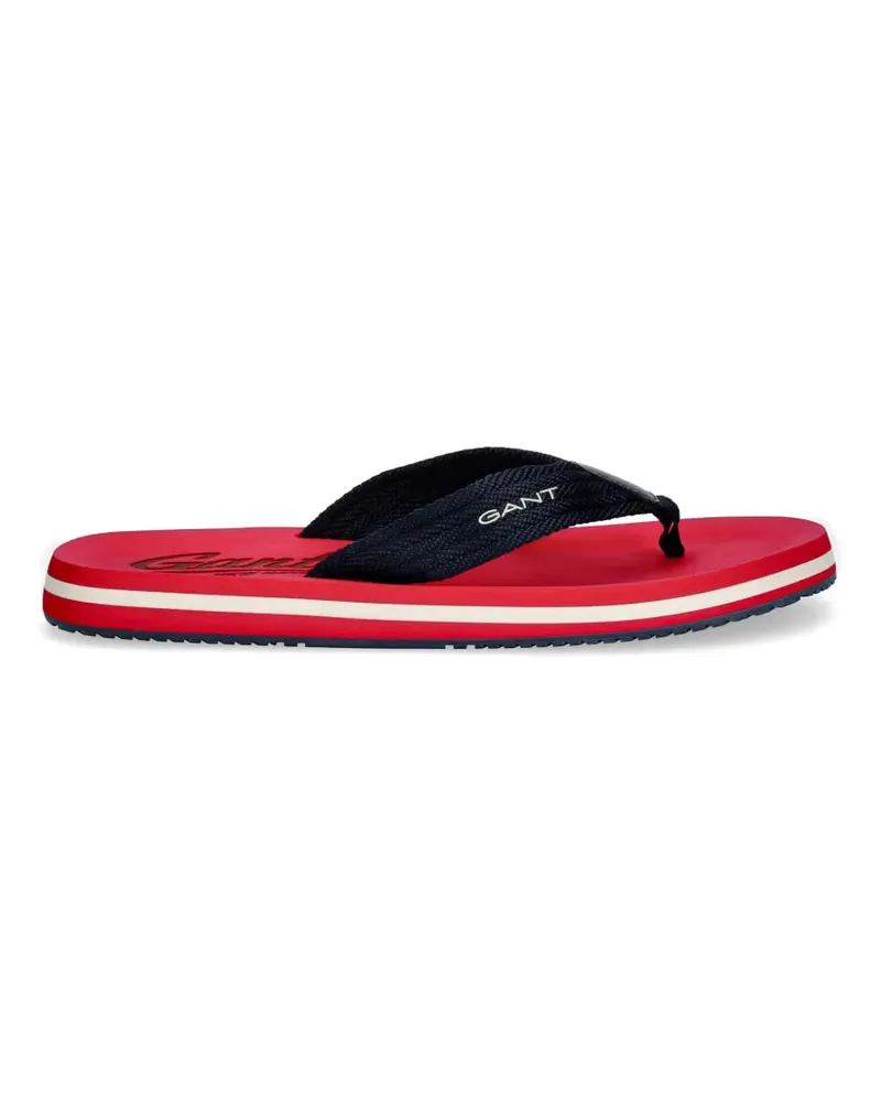 Gant logo-print striped flip-flops - Rot Rot