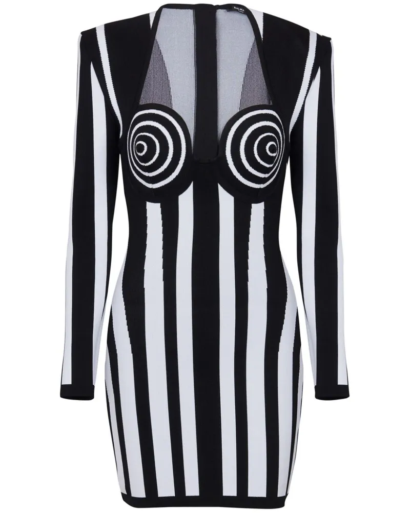 Balmain Gestreiftes Strickkleid - Schwarz Schwarz