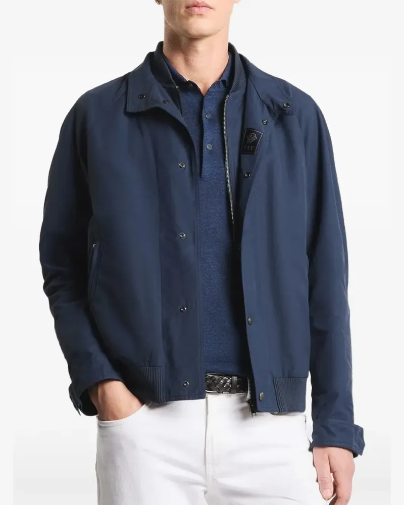 Fay zip-up ribbed-trim jacket - Blau Blau