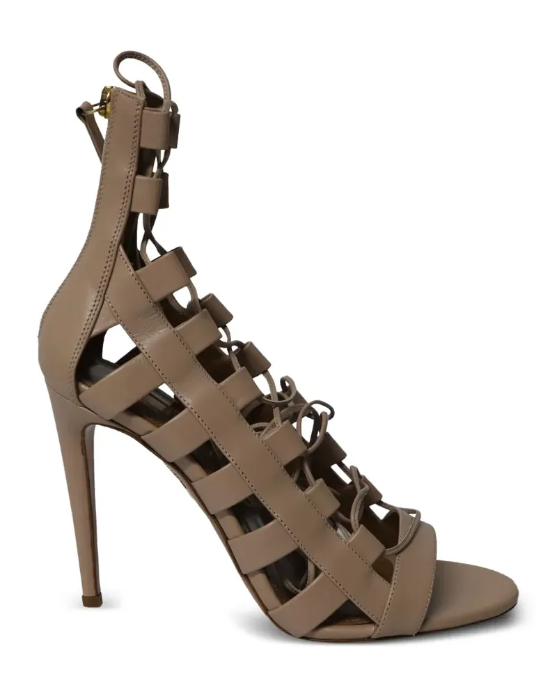 Aquazzura Amazon lace-up leather sandals - Braun Braun