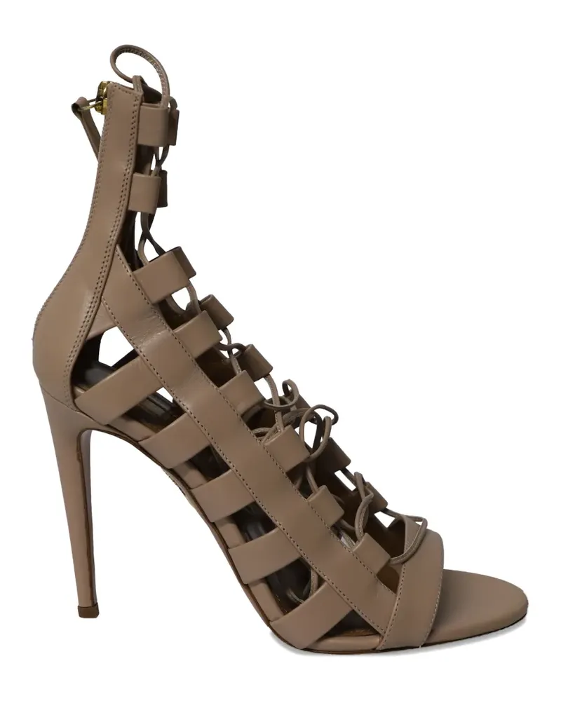 Aquazzura Amazon lace-up leather sandals - Braun Braun