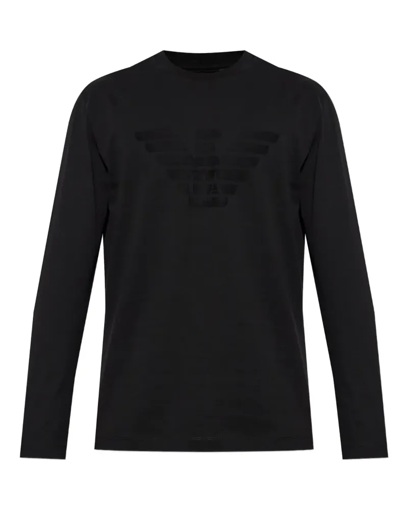 Emporio Armani Langarmshirt mit Adler-Emblem - Schwarz Schwarz