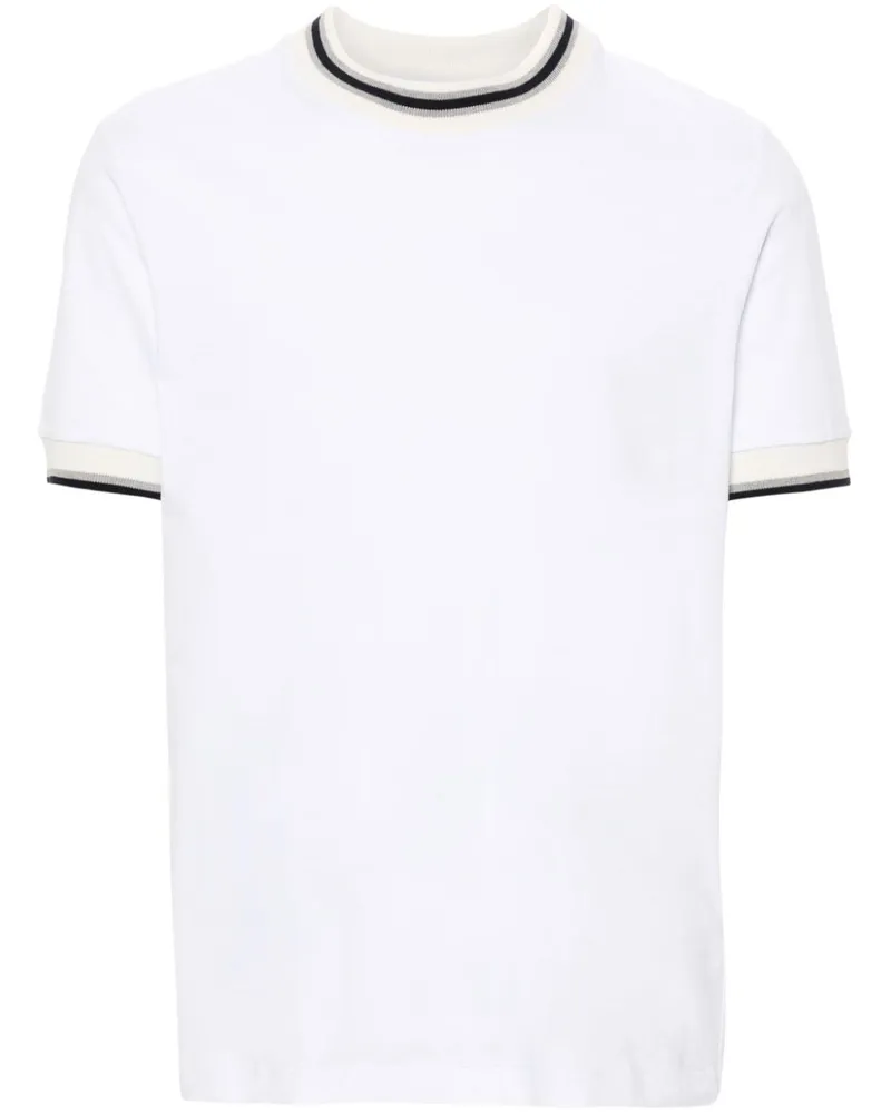 Peserico T-Shirt mit geripptem Rand Weiß