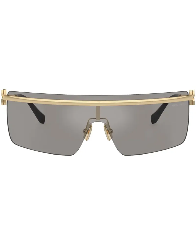 Miu Miu Sonnenbrille mit Logo - Gold Gold