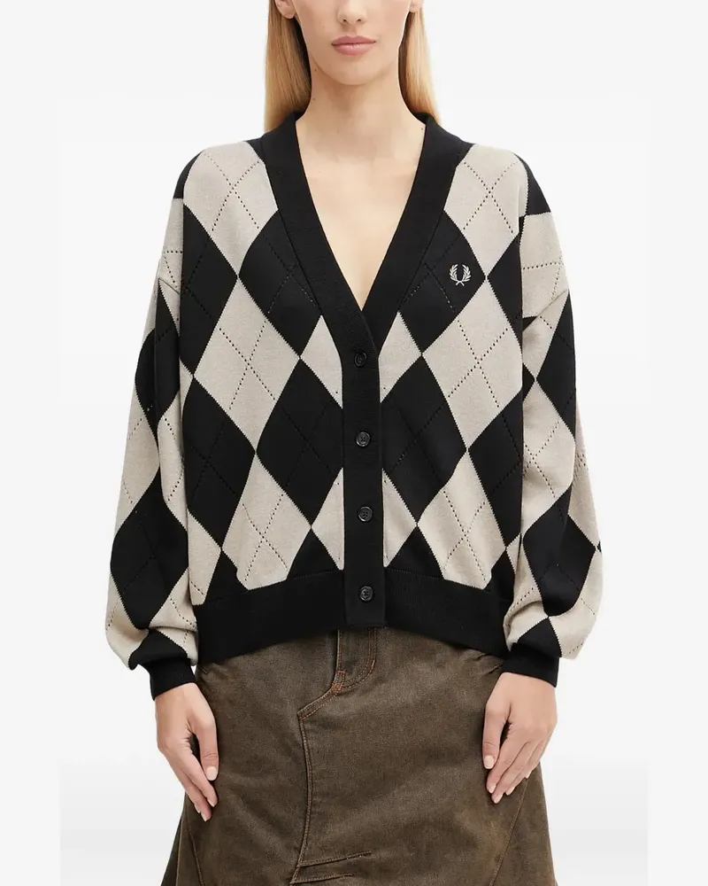 Fred Perry diamond-pattern cardigan - Schwarz Schwarz
