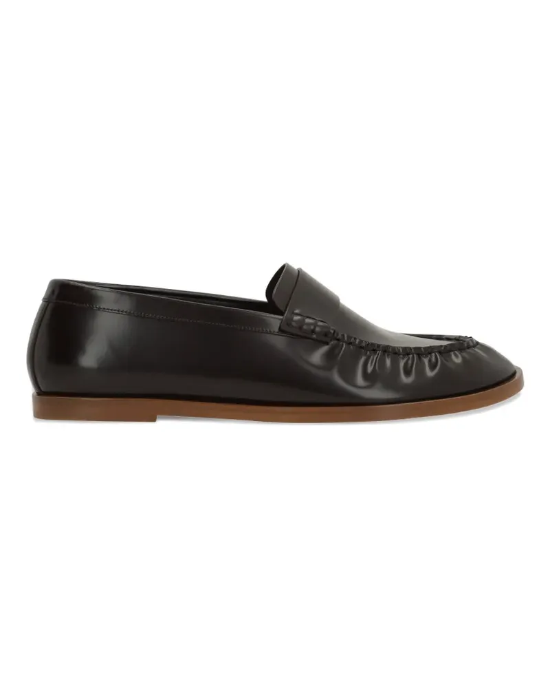 The Row ruched-detail leather loafers - Braun Braun