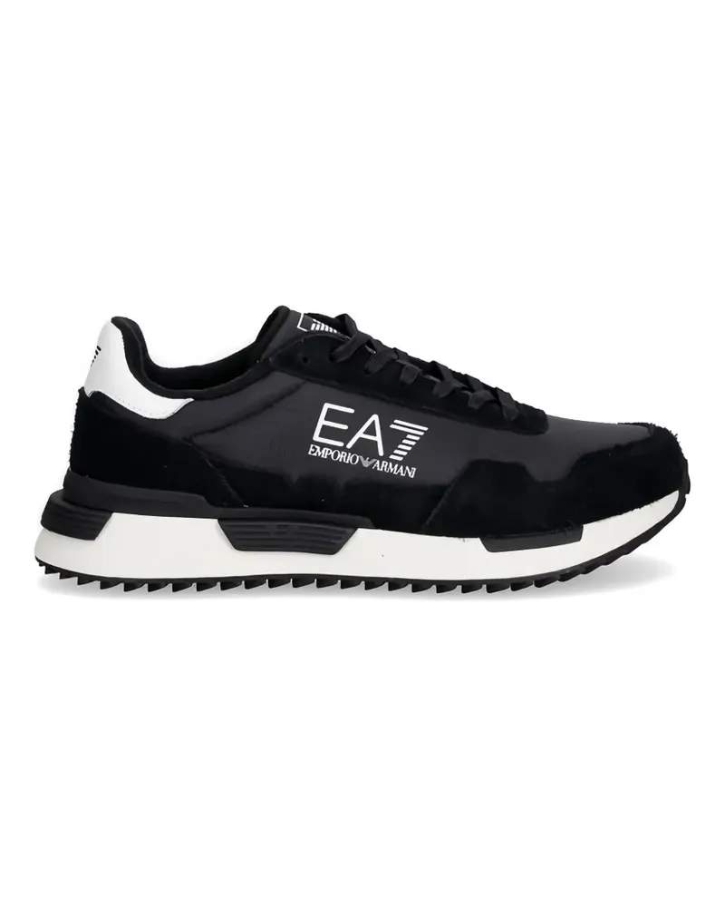 EA7 logo-print panelled sneakers - Schwarz Schwarz