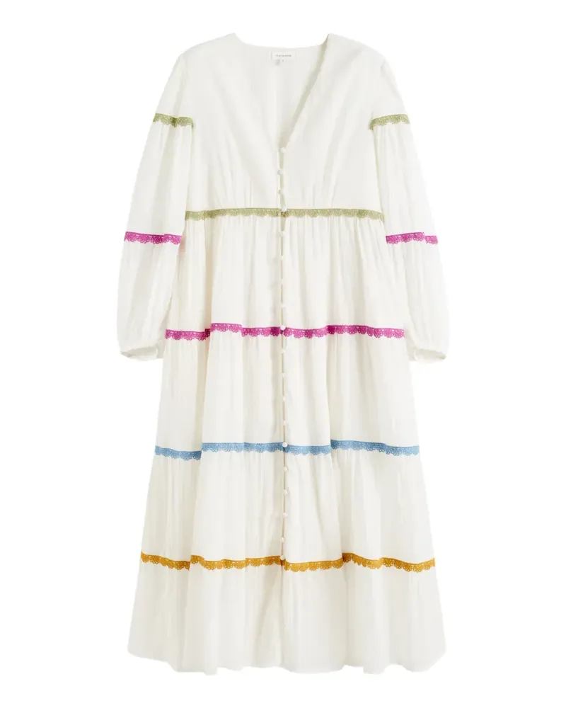 Chinti & Parker Midikleid mit Wellenkanten - Weiß Weiß