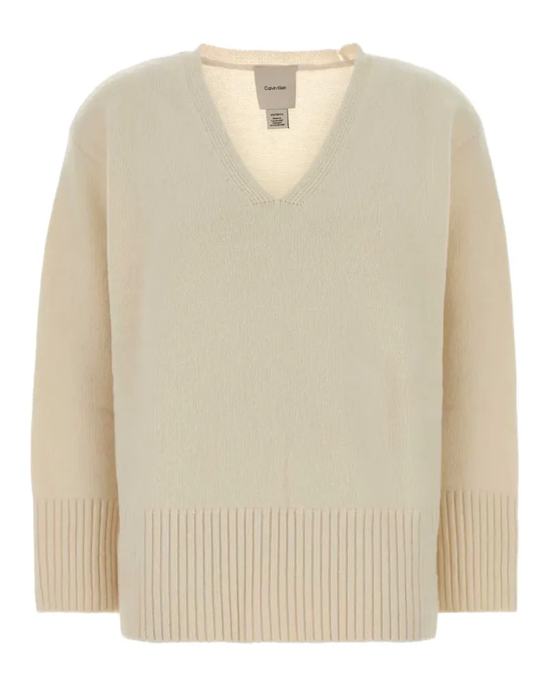 Calvin Klein V-neck ribbed-trim sweater - Nude Nude