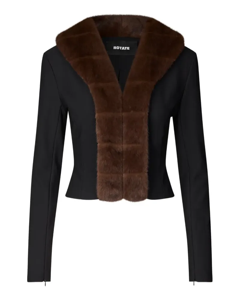 ROTATE Birger Christensen Jacke mit Kragen aus Faux Fur - Schwarz Schwarz