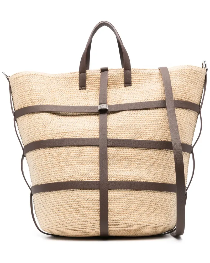 Peserico Handtasche mit Flechtmuster - Nude Nude