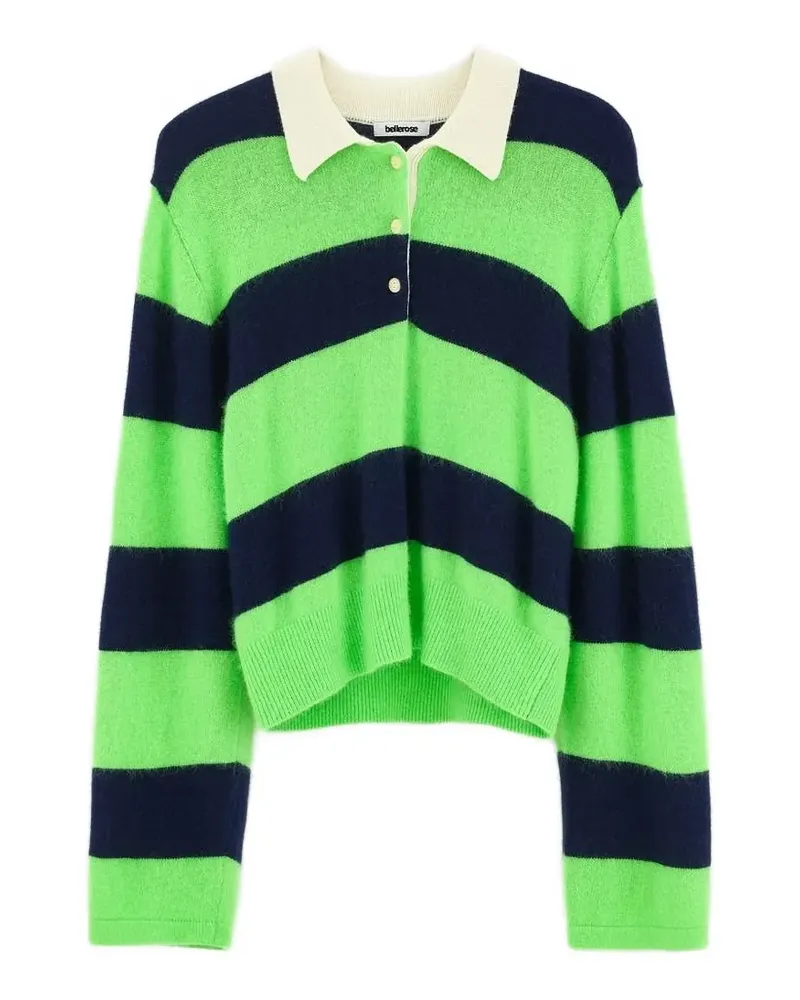Bellerose striped polo-collar sweater - Grün Grün