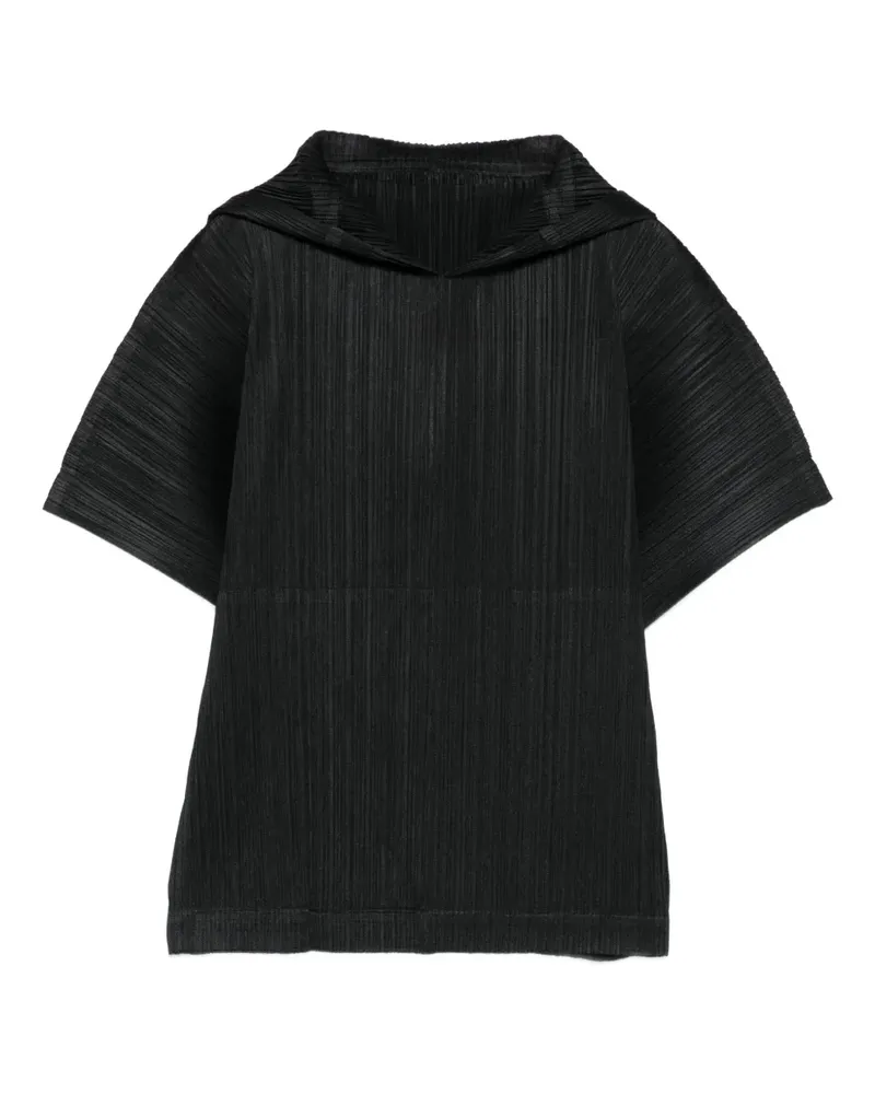 Issey Miyake T-Shirt mit Falten - Schwarz Schwarz