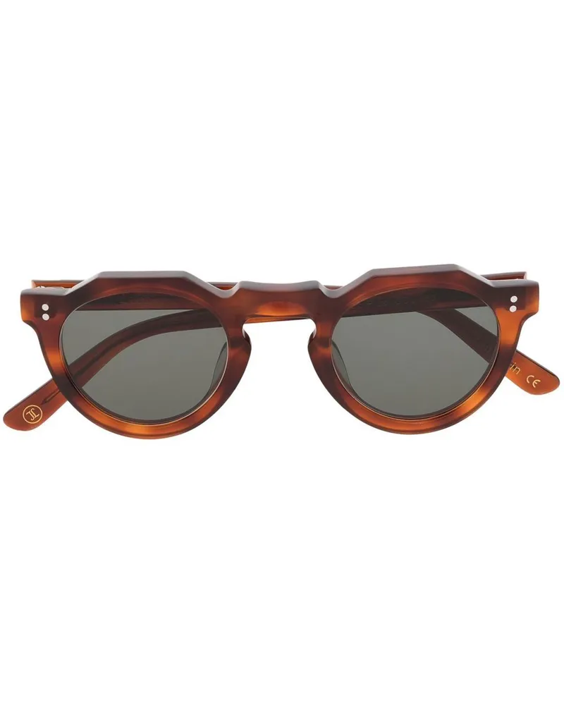 Lesca Sonnenbrille mit rundem Gestell - Braun Braun
