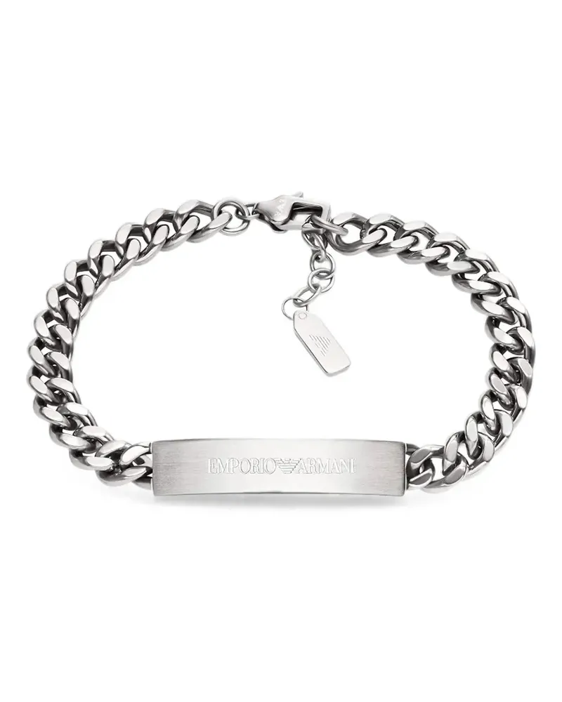 Emporio Armani Panzerkettenarmband mit Logo-Gravur - Silber Silber