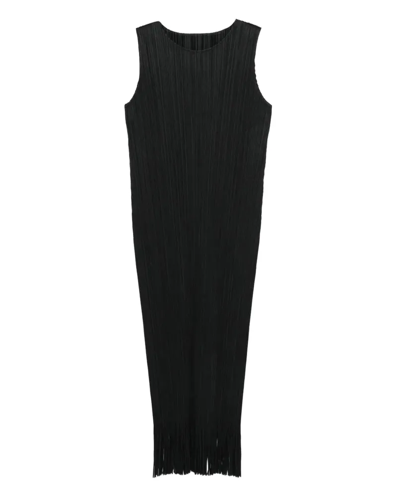 Issey Miyake Wave Midikleid mit Falten und Fransen - Schwarz Schwarz