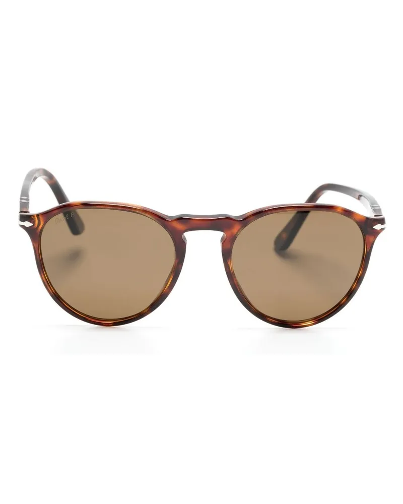 Persol Runde Sonnenbrille in Schildpattoptik - Braun Braun