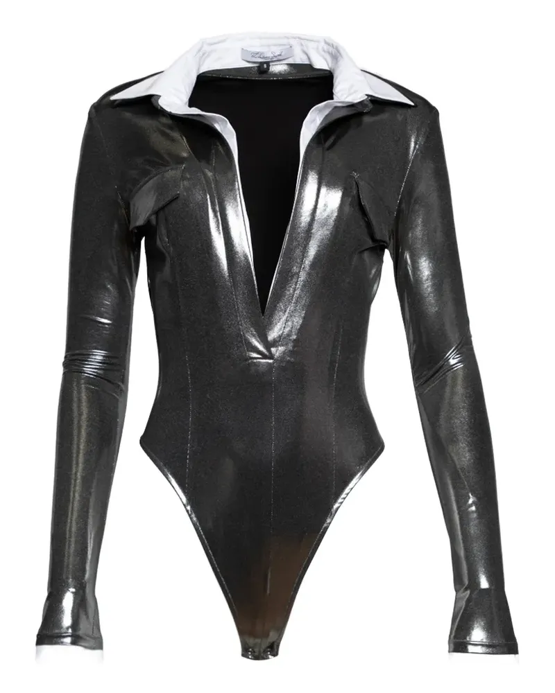 LaQuan Smith long-sleeve bodysuit - Silber Silber