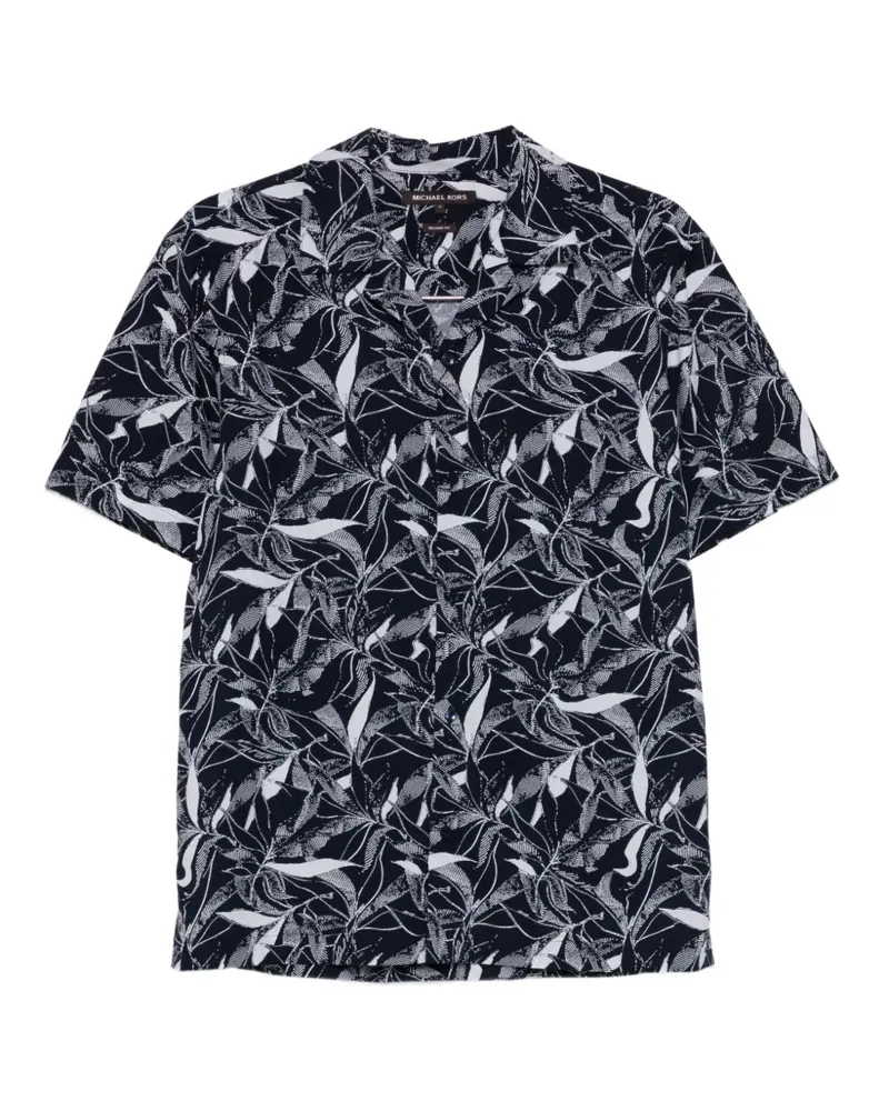 Michael Kors leaf-print short-sleeve shirt - Blau Blau