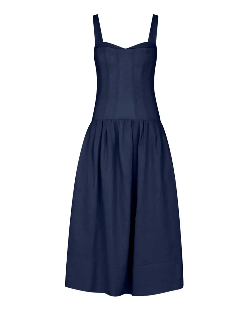 NICHOLAS Makenna drop-waist corset midi dress - Blau Blau