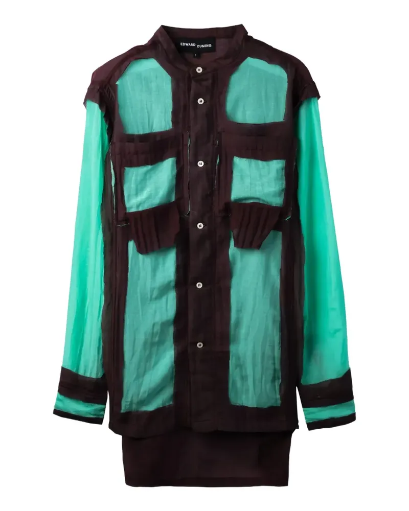 Edward Cuming Hemd im Layering-Look - Grün Grün