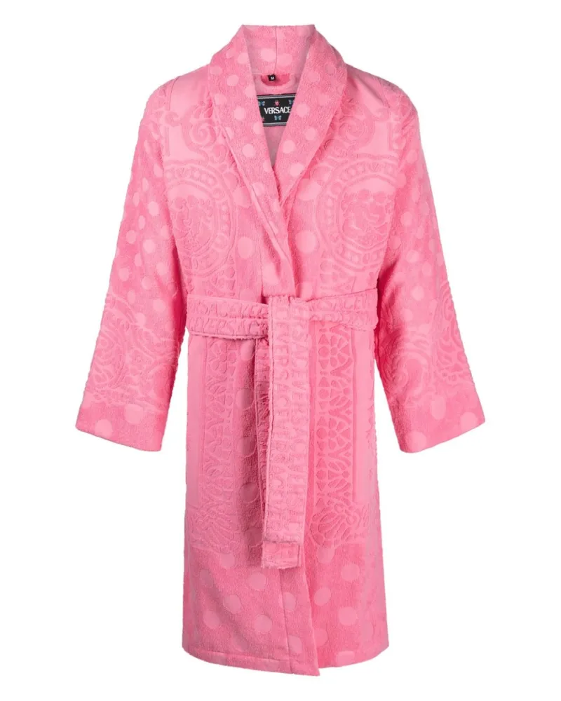 Versace Bademantel aus Frottee mit Barocco-Print - Rosa Rosa