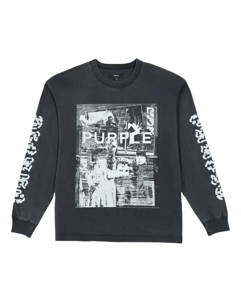 PURPLE BRAND graphic-print long-sleeve T-shirt - Schwarz Schwarz